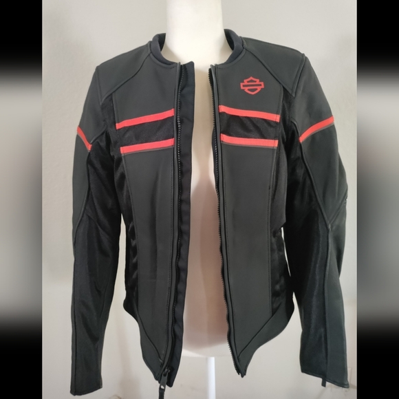 Harley-Davidson Jackets & Blazers - Harley-Davidson Women's Black Jacket with Red Stripes